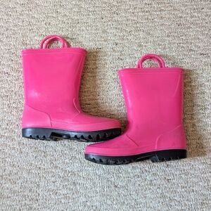 Hot pink rain boots